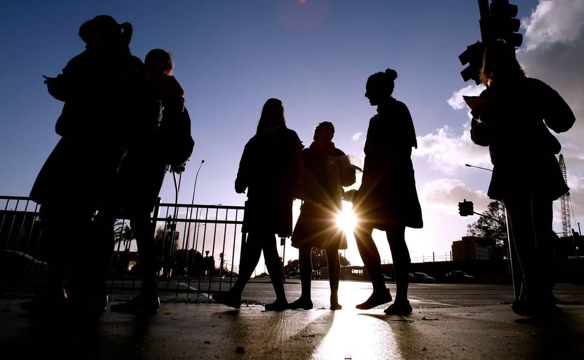 Students arriving at school
